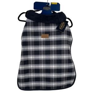 Pendleton plaid dog coat, reverses to quilted faux suede.